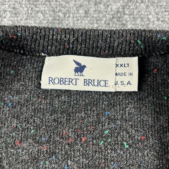 Robert Bruce Sweater Mens 2XLT Gray‎ V Neck Knit Speckled Big Tall Made In USA - Picture 3 of 6